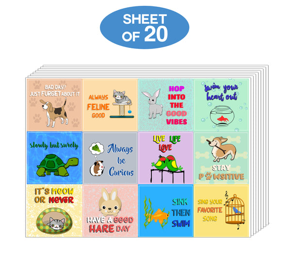 Creanoso Cute Animal Motivational Quotes Stickers - Great Giveaways Sticker Card Pack