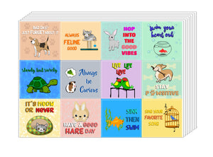 Creanoso Cute Animal Motivational Quotes Stickers - Great Giveaways Sticker Card Pack