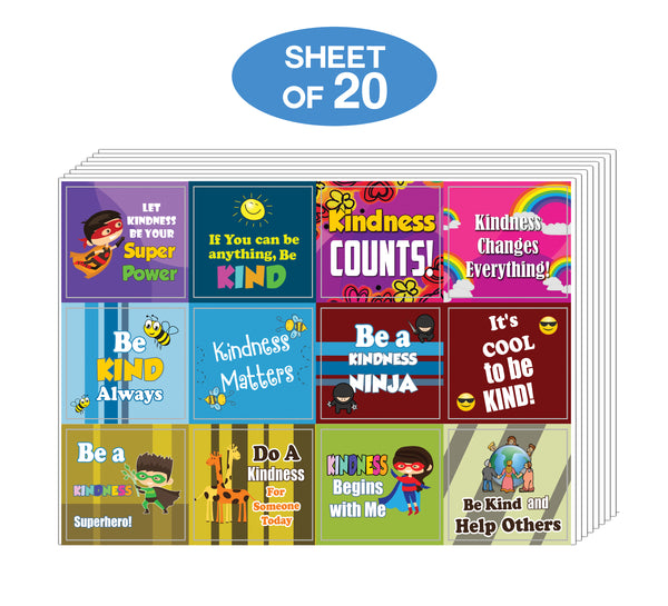 Creanoso Be Kind Stickers for Kids (20-Sheet) â€“ Premium Design Gift Stickers â€“ Awesome Stocking Stuffers Gifts for Boys & Girls, Children, Teens â€“ Wall Table Surface DÃ©cor Art Decal - Giveaways