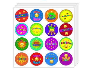 Creanoso Spanish Smiley Reward Stickers (10-Sheet) - Cool Unique Sticky Note Cards Ã¢â‚¬â€œ Premium Gifts for Boys, Girls, Teens, Men, Women, Adult Ã¢â‚¬â€œ Incentive Reward Ideas Ã¢â‚¬â€œ Wall Decor