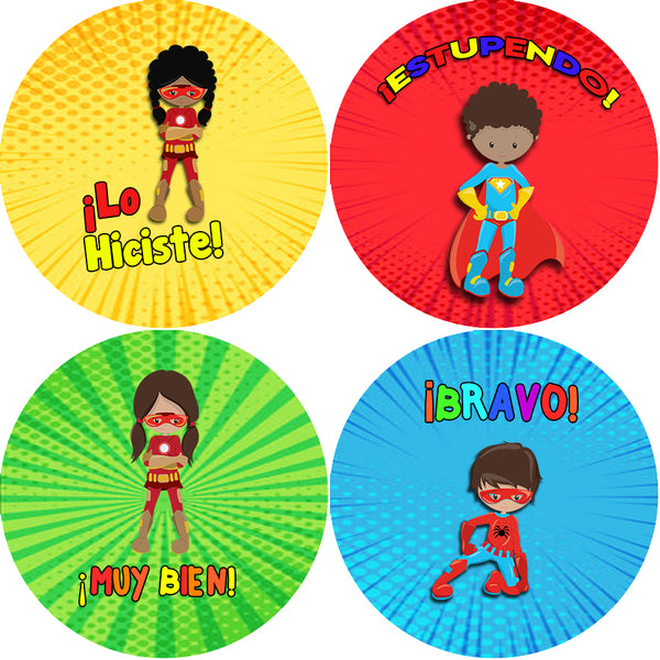 Creanoso Spanish Superhero Reward Stickers - Premium Gift Set