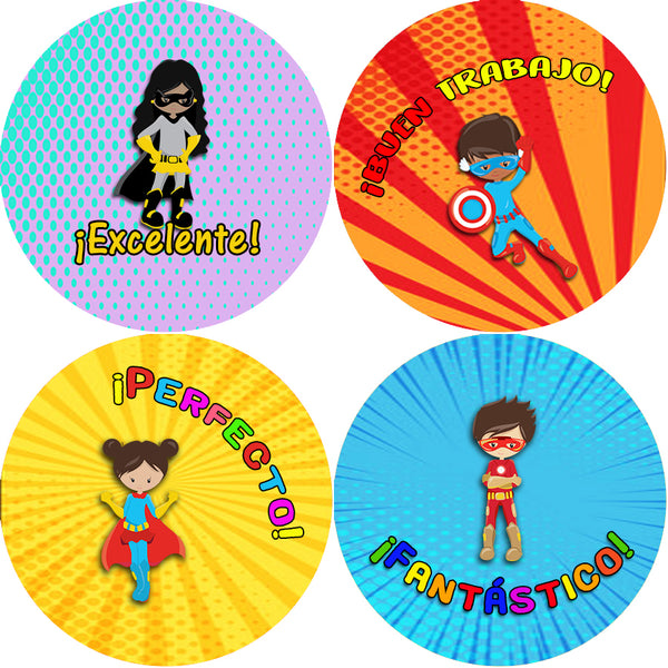 Creanoso Spanish Superhero Reward Stickers - Premium Gift Set