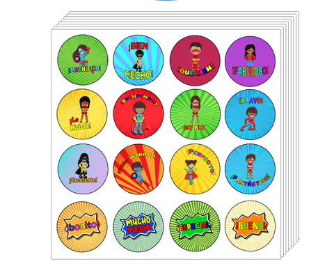 Creanoso Spanish Superhero Reward Stickers - Premium Gift Set