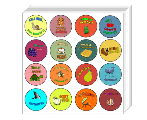 Creanoso Motivational Puns Praise Rewards Stickers (20-Sheet) - Premium Gift Set Idea for Children, Teens, Adults - Stocking Stuffers Giveaways, & Party Favors