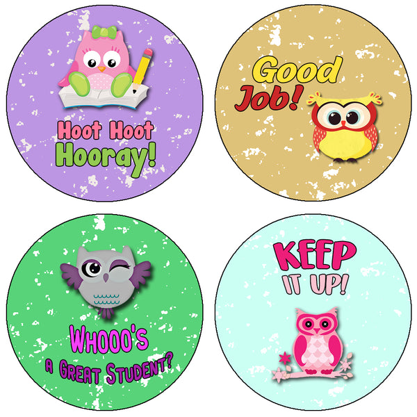 Creanoso Motivational Stickers for Kids - Owl (10-Sheet) - Fun, & Unique Assorted Designs for Children - Stocking Stuffers Party Favors & Giveaways for Teens, Adults
