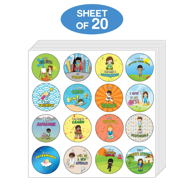 Creanoso Motivational Stickers for Kids - Positive Encouragement (20-Sheet) - Assorted Designs for Children - Classroom Reward Incentives for Students