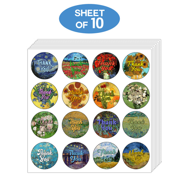 Creanoso Van Gogh Thank You Stickers - Premium Quality Gift Set