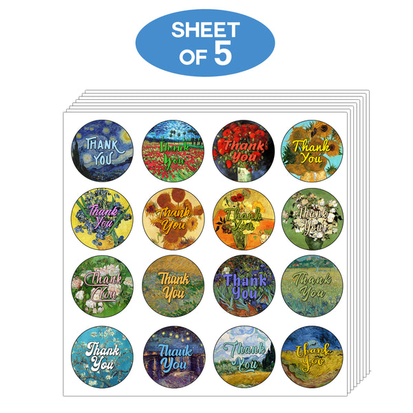 Creanoso Van Gogh Thank You Stickers - Premium Quality Gift Set
