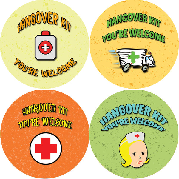 Creanoso Hangover Kit Wedding Stickers and Labels (10-Sheet) - Party Favour Labels, Hangover kit labels - Bridal Survival Kit