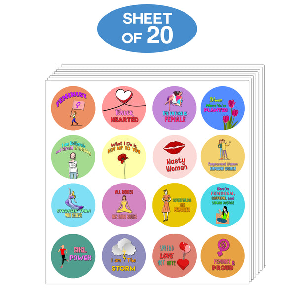 Creanoso Feminist Stickers (20-Sheet) - Female Empowerment - Premium Quality Gift Ideas for Children, Teens, & Adults for All Occasions - Stocking Stuffers Party Favor & Giveaways