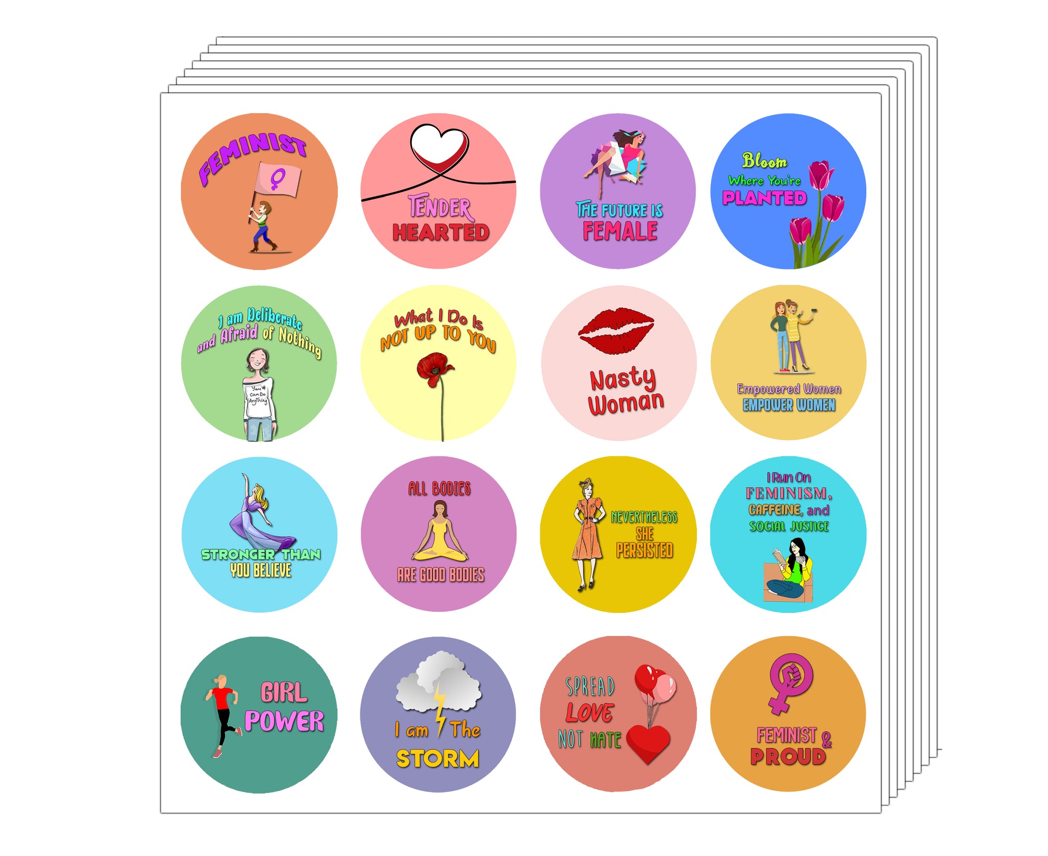 Creanoso Feminist Stickers (20-Sheet) - Female Empowerment - Premium Quality Gift Ideas for Children, Teens, & Adults for All Occasions - Stocking Stuffers Party Favor & Giveaways