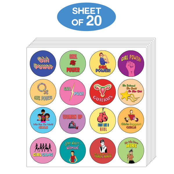 Creanoso Girl Power Stickers (20-Sheet) - Premium Quality Gift Ideas for Female Children, Teens, & Adults for All Occasions - Stocking Stuffers Party Favor & Giveaways