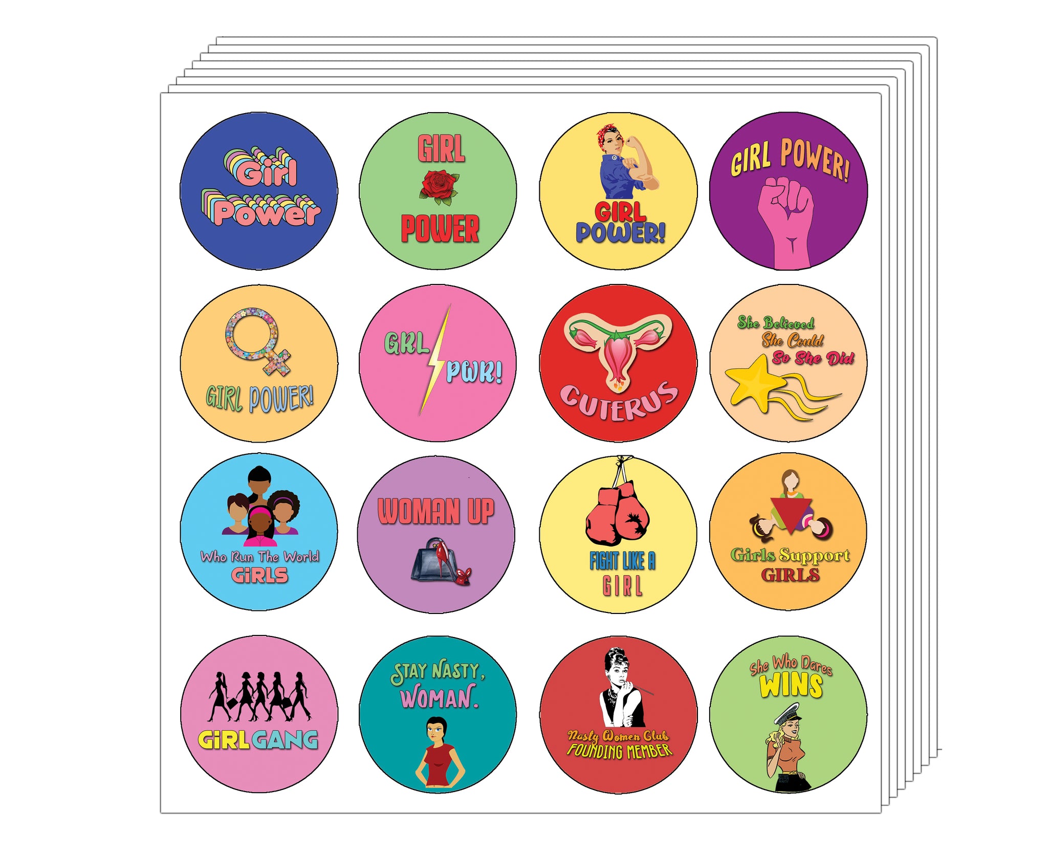 Creanoso Girl Power Stickers (20-Sheet) - Premium Quality Gift Ideas for Female Children, Teens, & Adults for All Occasions - Stocking Stuffers Party Favor & Giveaways