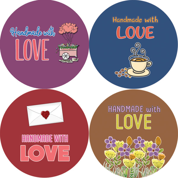 Handmade with Love Stickers - Floral- Colorful and Unique Designs Perfect for Any Occasions as Gifts