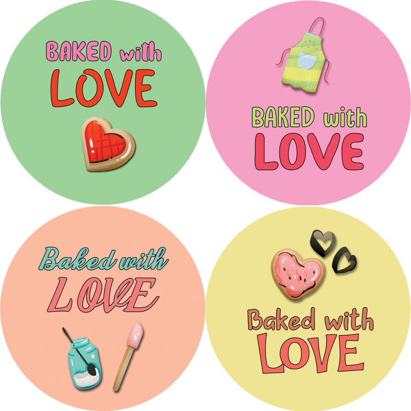 Creanoso Baked with Love Stickers (20-Sheet) - School Classroom Incentives - Party favors and Giveaways to Any Celebrations Like Birthdays, Weddings, Baptismal, and Bridal Showers