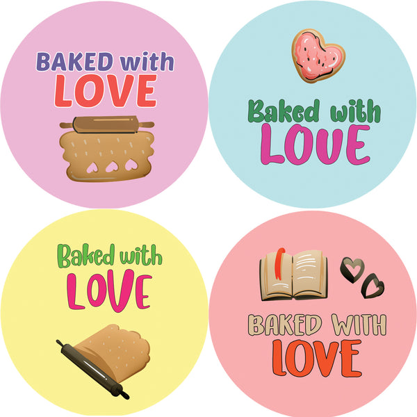 Creanoso Baked with Love Stickers - Amazing Party Favors Sticky Cards Pack