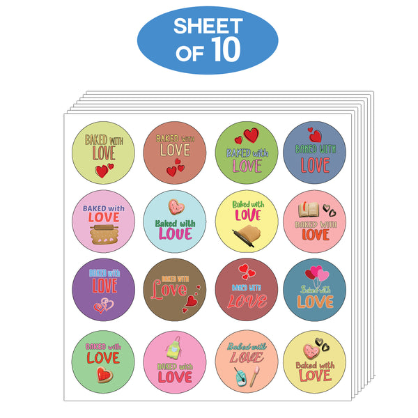 Creanoso Baked with Love Stickers - Amazing Party Favors Sticky Cards Pack