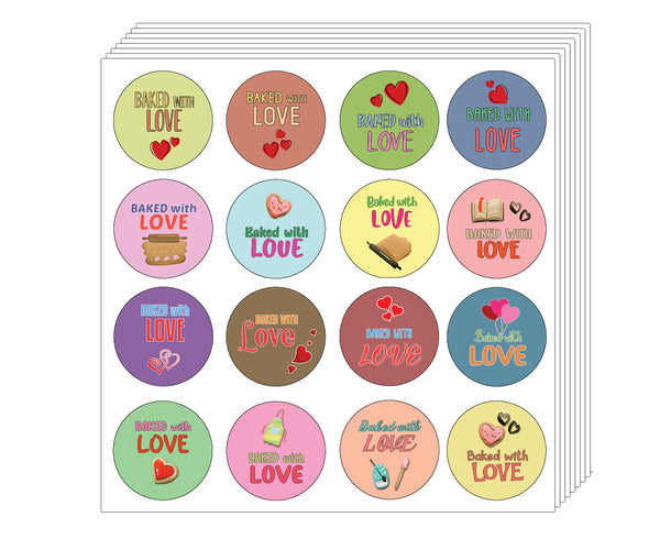 Creanoso Baked with Love Stickers - Amazing Party Favors Sticky Cards Pack
