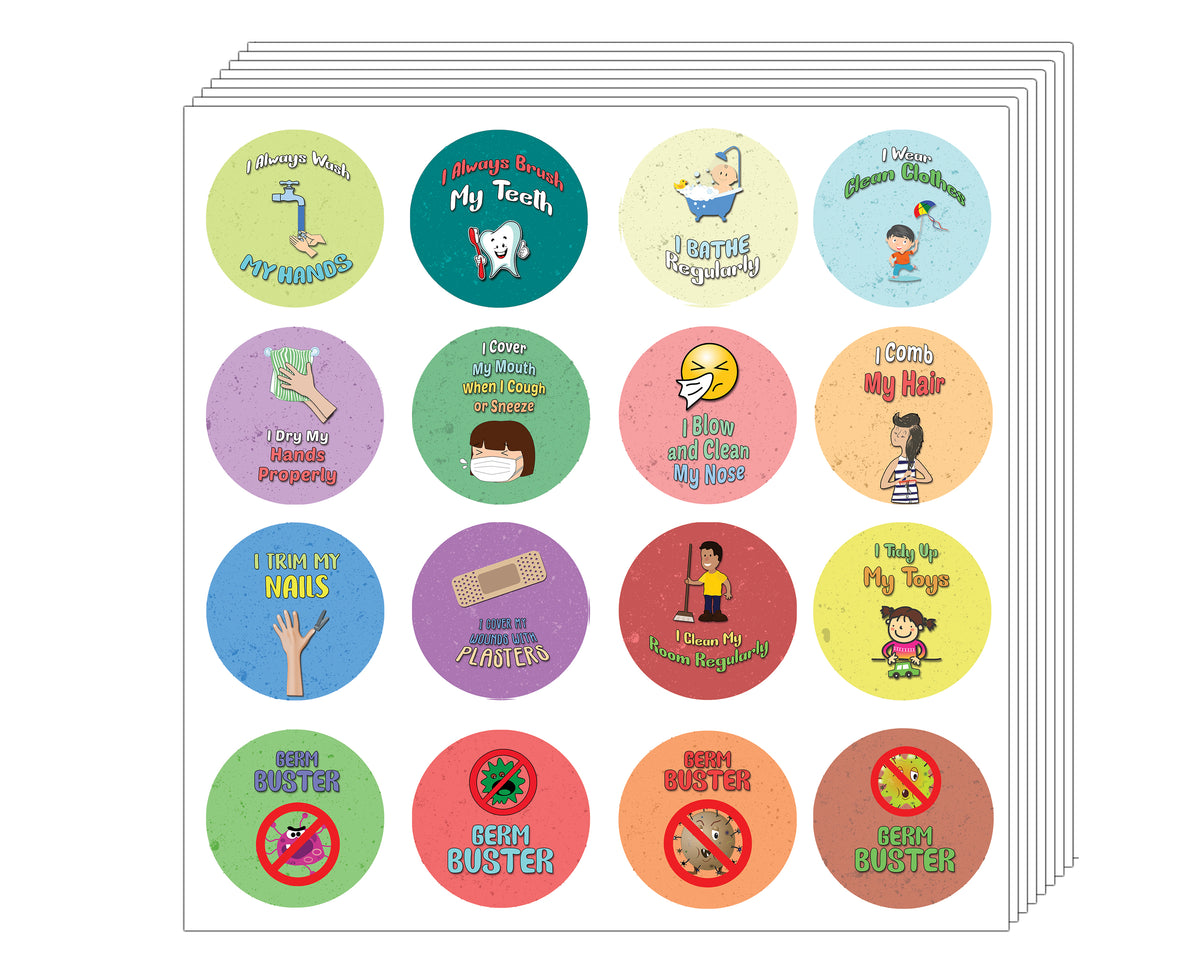 Creanoso Hygiene Reminder for Kids Stickers (20-Sheet) - Perfect as Sc