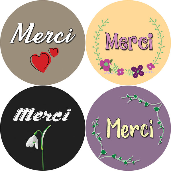 Creanoso Merci Stickers (10-Sheet) - Perfect Gift Ideas and Business Giveaways - Party Favors and School Classroom Incentives - 16 Assorted Unique Designs