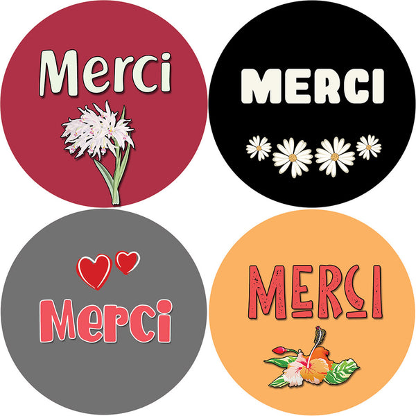 Creanoso Merci Stickers (10-Sheet) - Perfect Gift Ideas and Business Giveaways - Party Favors and School Classroom Incentives - 16 Assorted Unique Designs