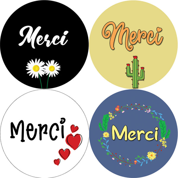 Creanoso Merci Stickers (10-Sheet) - Perfect Gift Ideas and Business Giveaways - Party Favors and School Classroom Incentives - 16 Assorted Unique Designs