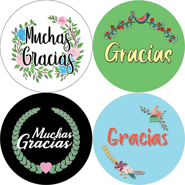 Spanish Espanol Thank You Gracias Stickers (20-Sheet) - Colorful Gift Stickers â€“ Awesome Stocking Stuffers Gifts for Boys & Girls, Teens, Adults â€“ Wall Table Surface Decor Art Decal â€“ Cool Giveaways