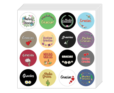 Thank You Stickers in Spanish Gracias (10-Sheet) - Awesome Stocking Stuffers Gifts for Boys & Girls, Teens, Adults â€“ Wall Table Surface Decor Art Decal â€“ Cool Giveaways