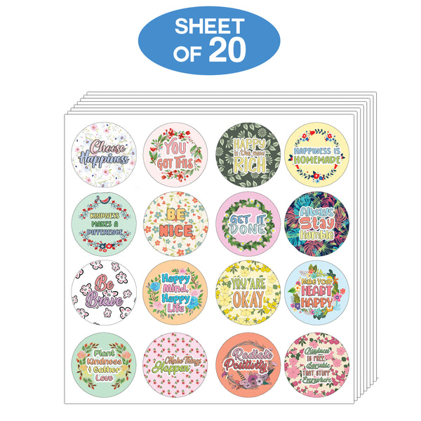 Creanoso Affirmation Stickers - Happiness Kindness Success (20-Sheet) - Premium Quality Gift Ideas for Children, Teens, & Adults for All Occasions - Stocking Stuffers Party Favor & Giveaways