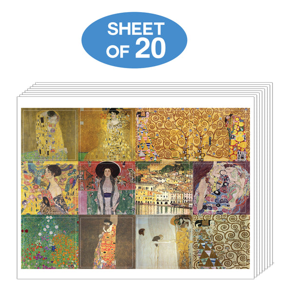 Creanoso Klimt Art Stickers (20-Sheet) - Premium Quality Gift Ideas for Children, Teens, & Adults for All Occasions - Stocking Stuffers Party Favor & Giveaways