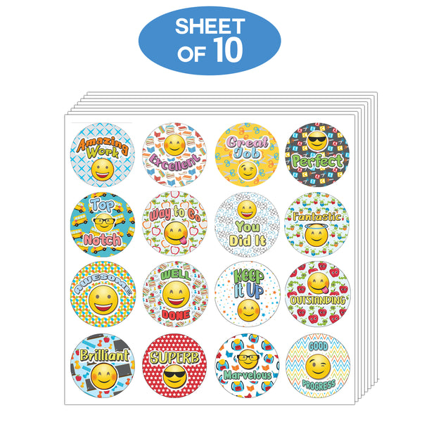 Creanoso Emoji Teacher Grading Stickers - Amazing Incentives and Giveaways Sticky Cards Pack