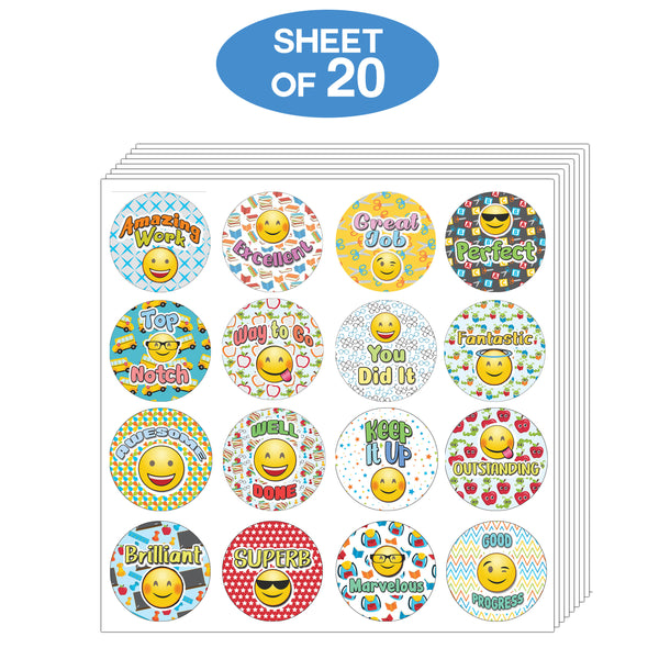 Creanoso Emoji Teacher Grading Stickers - Amazing Incentives and Giveaways Sticky Cards Pack