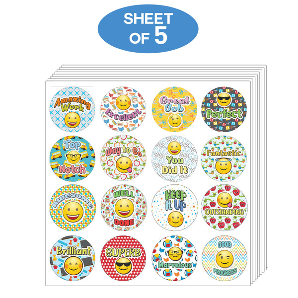 Creanoso Emoji Teacher Grading Stickers - Amazing Incentives and Giveaways Sticky Cards Pack