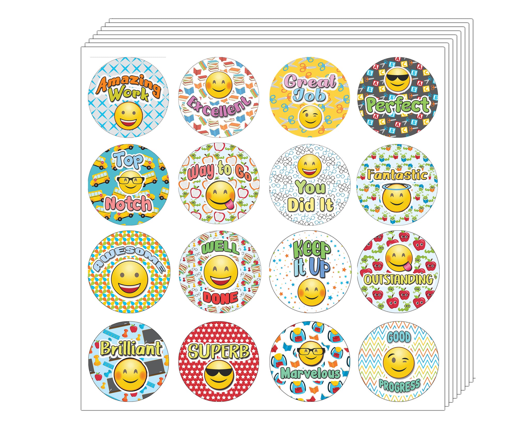 Creanoso Emoji Teacher Grading Stickers - Amazing Incentives and Giveaways Sticky Cards Pack