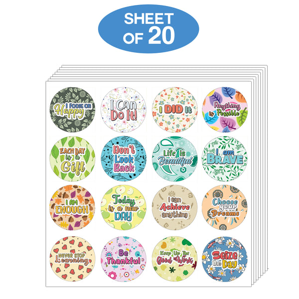 Creanoso Positive Sayings Encouragement Stickers (20-Sheet) - Premium Quality Gift Ideas for Children, Teens, & Adults for All Occasions - Stocking Stuffers Party Favor & Giveaways