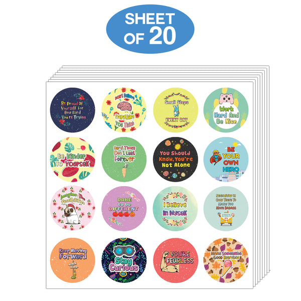 Creanoso Positive Motivational Stickers Series 1 (20-Sheet) - Premium Quality Gift Ideas for Children, Teens, & Adults for All Occasions - Stocking Stuffers Party Favor & Giveaways