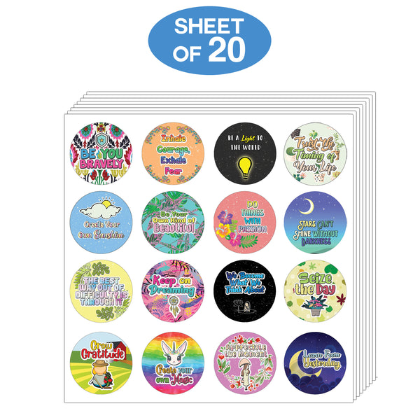 Creanoso Positive Motivational Stickers Series 2 (20-Sheet) - Premium Quality Gift Ideas for Children, Teens, & Adults for All Occasions - Stocking Stuffers Party Favor & Giveaways