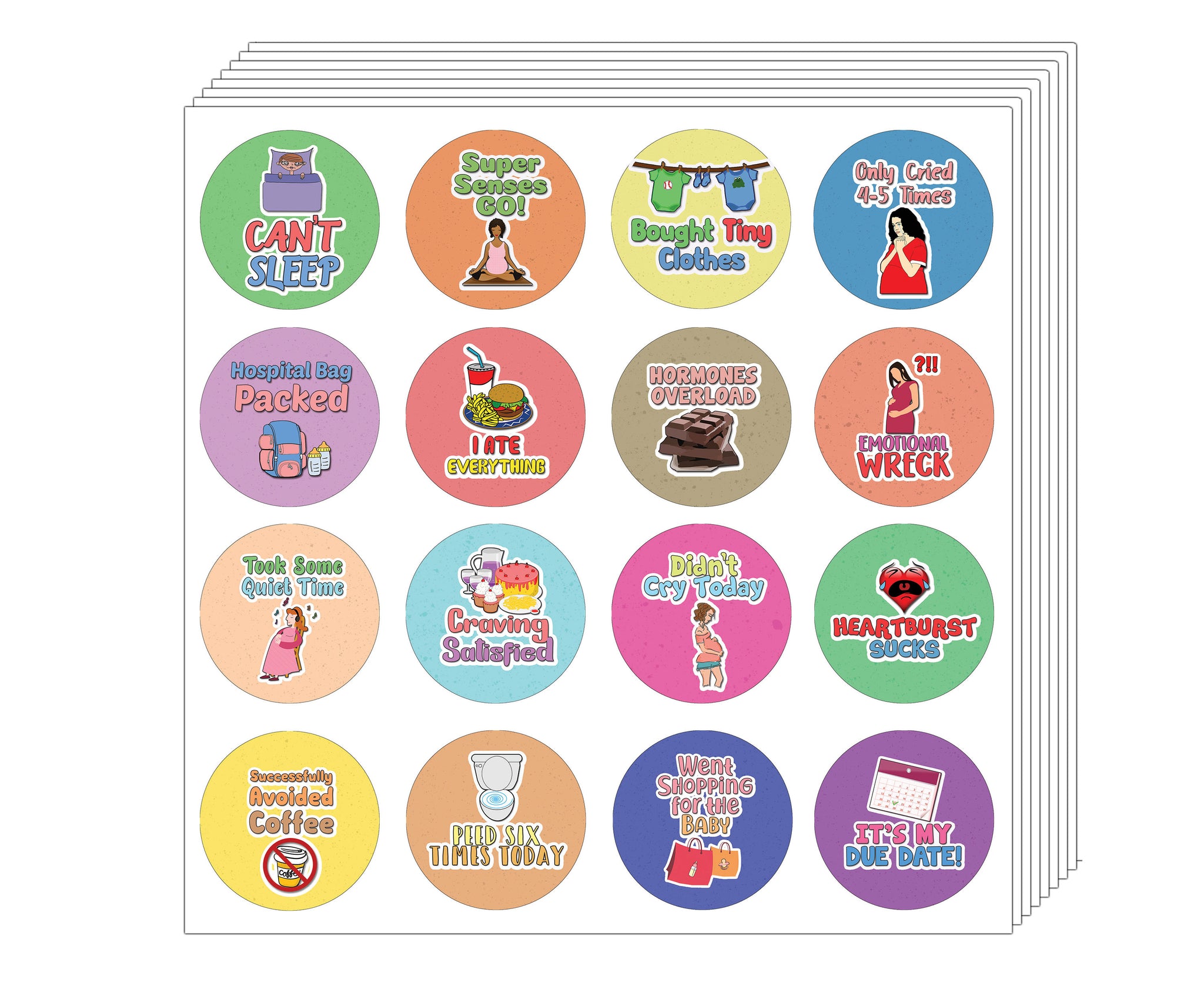 Creanoso Funny Stickers Series 3 - Pregnancy Rewards (10-Sheet) - Assorted Designs for Mothers - Stocking Stuffers Party Favors & Giveaways for Teens & Adults