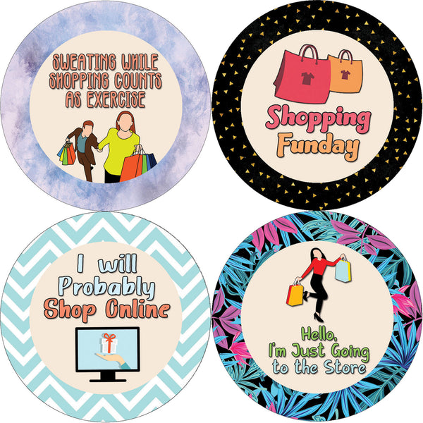 Creanoso Funny Shopping Sayings Stickers (10-Sheet) - Assorted Designs for Children - Classroom Reward Incentives for Shopaholic - Stocking Stuffers Party Favors & Giveaways for Teens & Adults