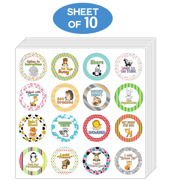 Creanoso Cute Toddler Rewards Stickers (10-Sheet) - Animal Designs for Children - Classroom Reward Incentives for Students - Stocking Stuffers Party Favors & Giveaways for Teens & Adults