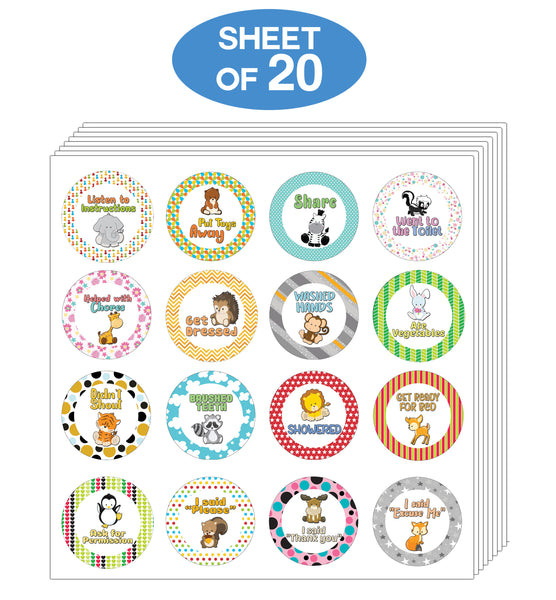 Creanoso Cute Toddler Rewards Stickers (20-Sheet) - Premium Quality Gift Ideas for Children, Teens, & Adults for All Occasions - Stocking Stuffers Party Favor & Giveaways