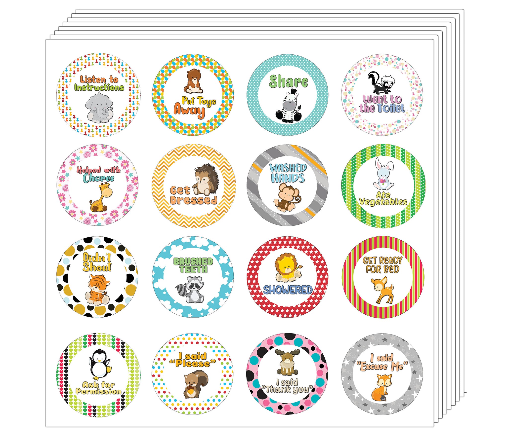 Creanoso Cute Toddler Rewards Stickers (10-Sheet) - Animal Designs for Children - Classroom Reward Incentives for Students - Stocking Stuffers Party Favors & Giveaways for Teens & Adults