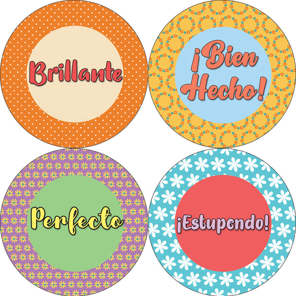 Creanoso Spanish Confetti Reward Stickers (20-Sheet) Ã¢â‚¬â€œ Total 240 pcs (20 X 12pcs) Individual Small Size 2.1" x 2", Unique Personalized Themes Designs, Flat Surface DIY Decoration Art Decal for Kids