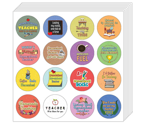 Creanoso Funny Homeschool Teacher Stickers (5-Sheet) - Stocking Stuffers Premium Quality Gift Ideas for Children, Teens, & Adults - Corporate Giveaways & Party Favors