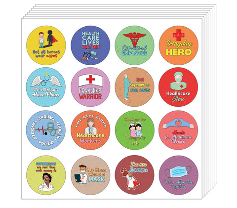 Creanoso Health Care Heroes Appreciation Stickers (5-Sheet) - Stocking Stuffers Premium Quality Gift Ideas for Children, Teens, & Adults - Corporate Giveaways & Party Favors