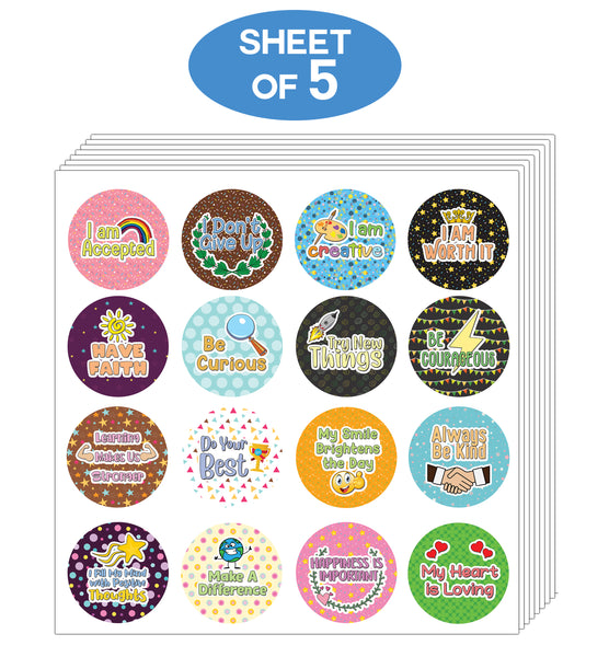 Creanoso Confetti Positive Sayings Series 2 (5-Sheet) - Stocking Stuffers Premium Quality Gift Ideas for Children, Teens, & Adults - Corporate Giveaways & Party Favors