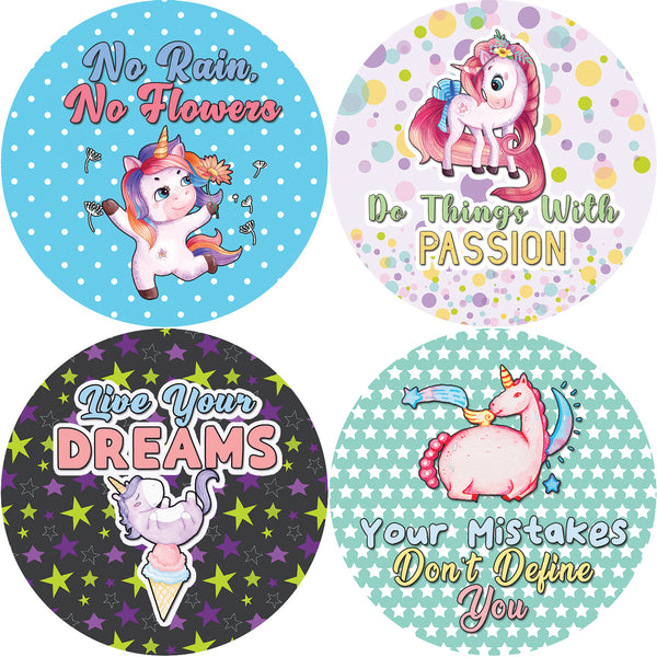 Creanoso Unicorn Stickers Series 1 - Motivational (5-Sheet) - Stocking Stuffers Premium Quality Gift Ideas for Children, Teens, Adults - Giveaways for Every Occasions & Party Favors
