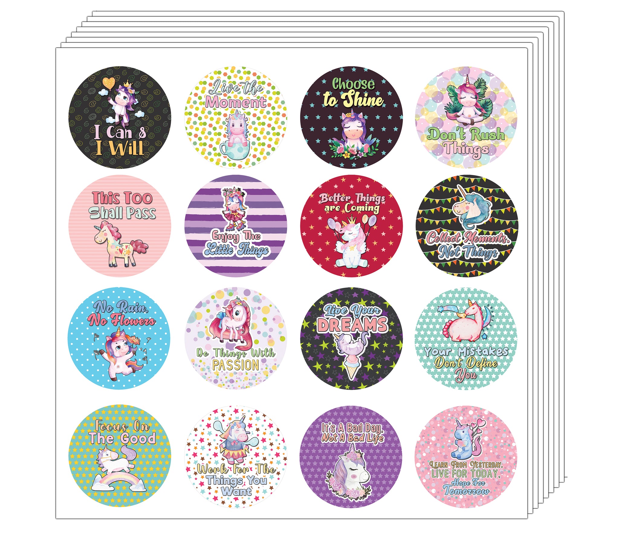 Creanoso Unicorn Stickers Series 1 - Motivational (5-Sheet) - Stocking