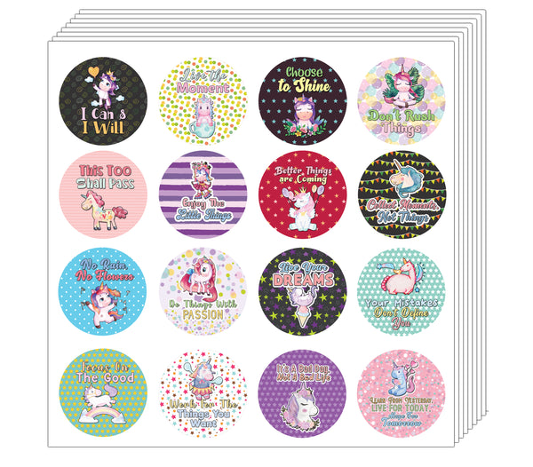 Creanoso Unicorn Stickers Series 1 - Motivational (5-Sheet) - Stocking Stuffers Premium Quality Gift Ideas for Children, Teens, Adults - Giveaways for Every Occasions & Party Favors