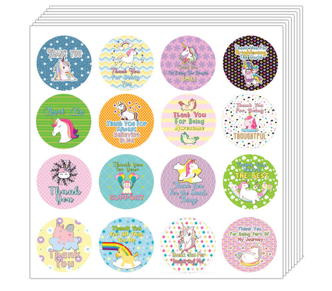 Creanoso Unicorn Stickers Series 2 - Thank You (5-Sheet) - Stocking Stuffers Premium Quality Gift Ideas for Children, Teens, & Adults - Corporate Giveaways & Party Favors